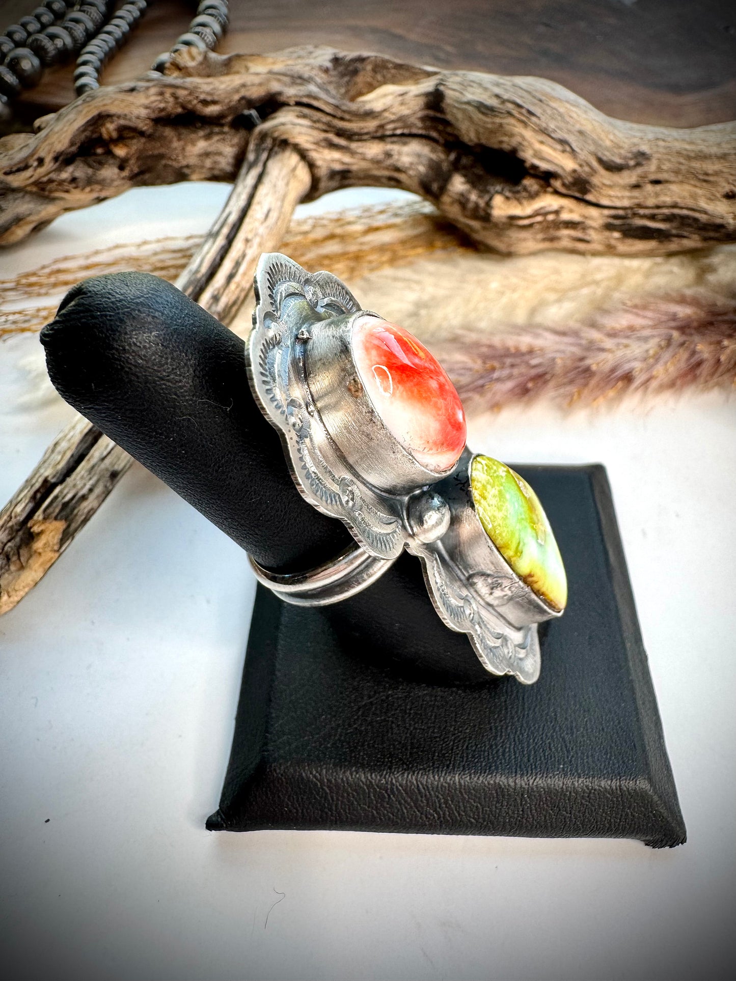 Palomino & Red Spiny Ring- Adjustable