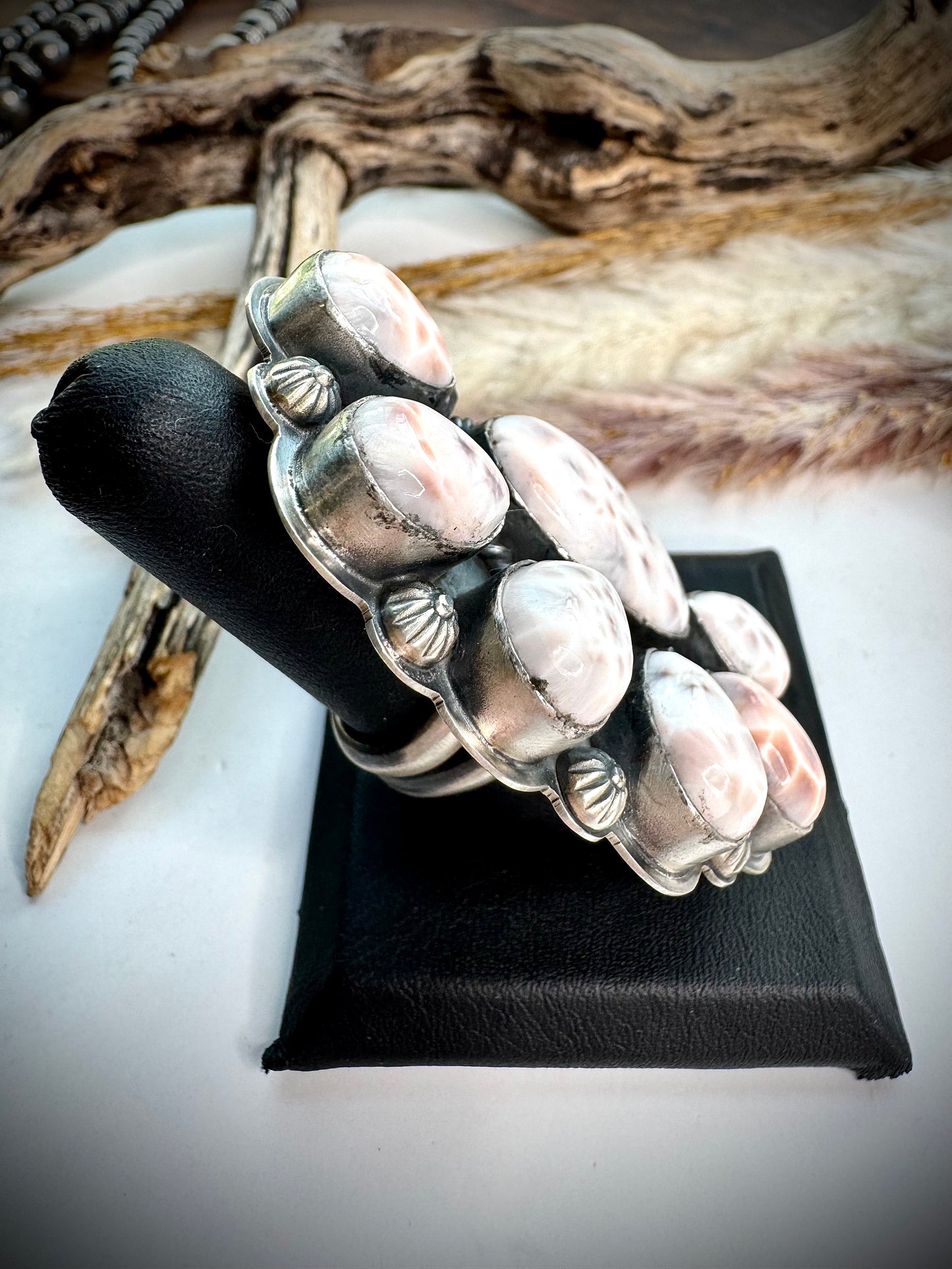 Pink Natrolite Half Cluster Ring- Adjustable