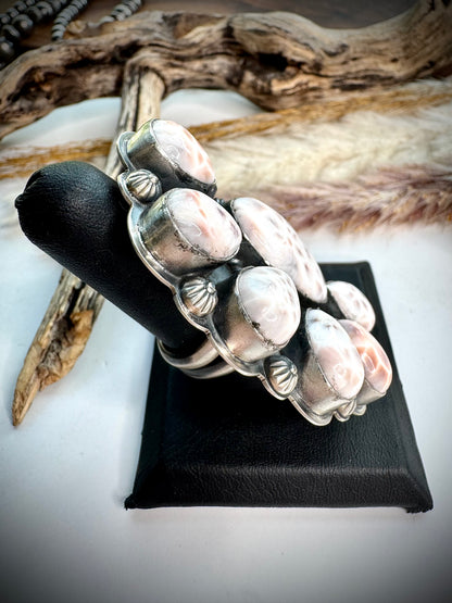 Pink Natrolite Half Cluster Ring- Adjustable