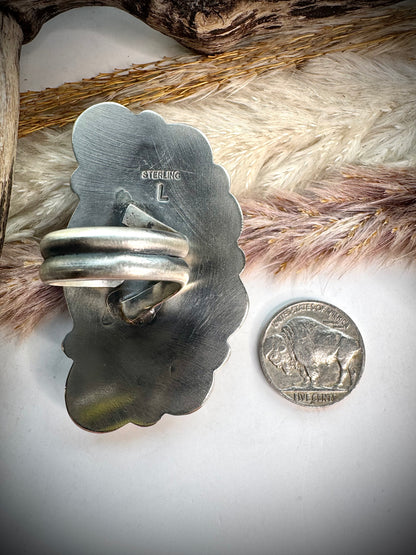Pink Natrolite Half Cluster Ring- Adjustable