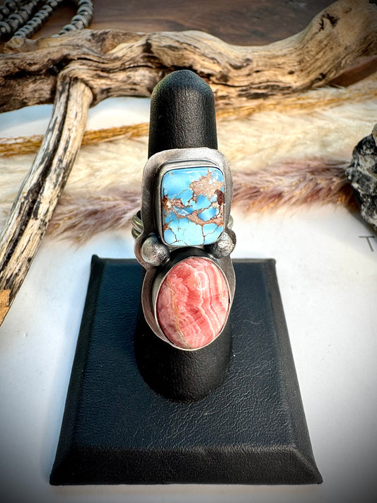 Golden Hills and Rhodocrosite Ring- Adjustable