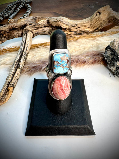 Golden Hills and Rhodocrosite Ring- Adjustable