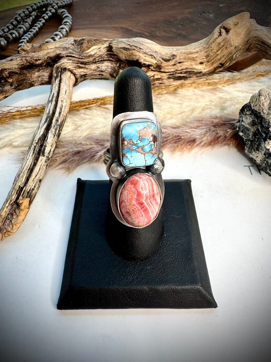 Golden Hills and Rhodocrosite Ring- Adjustable