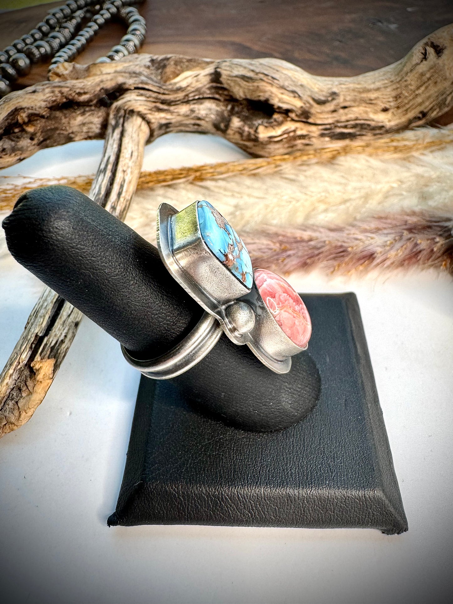 Golden Hills and Rhodocrosite Ring- Adjustable