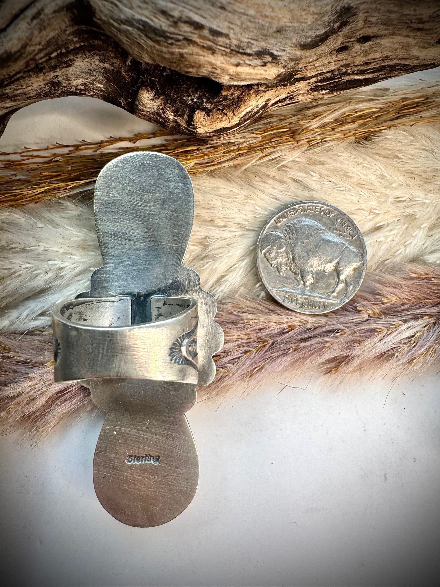 White Buffalo Crawler Ring- Size 8