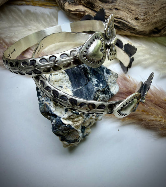 Sterling Butterfly & Heart Cuff by Chris Etsitty