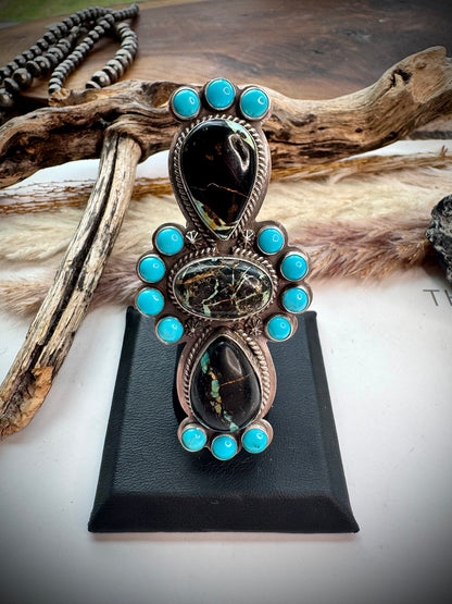 Blackjack and Sleeping Beauty Turquoise Crawler Ring- 7