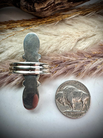 Three Stone Turquoise Crawler Ring-Size 6