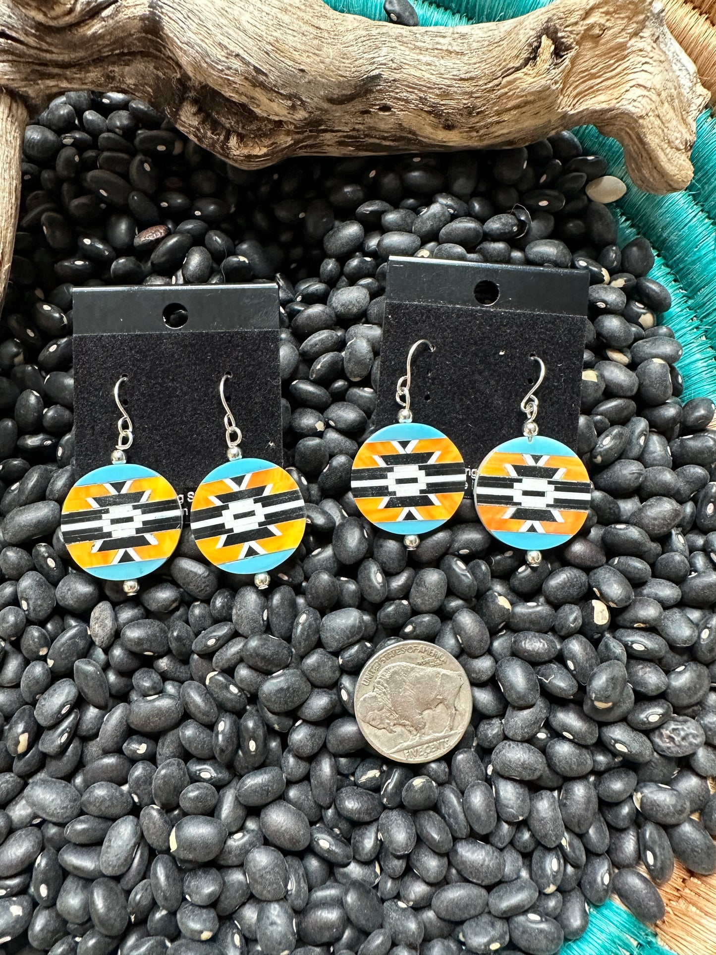 Inlay Dangle Earrings