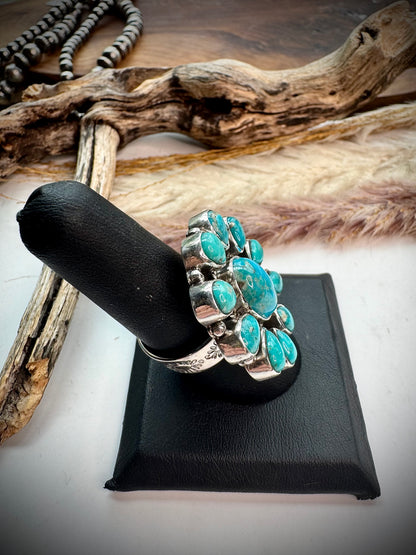 Turquoise Cluster Ring- Adjustable
