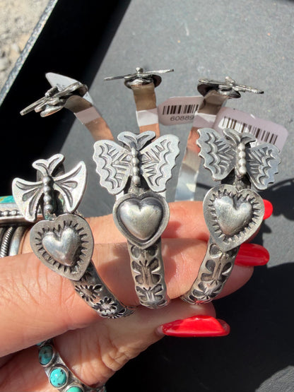 Sterling Butterfly & Heart Cuff by Chris Etsitty