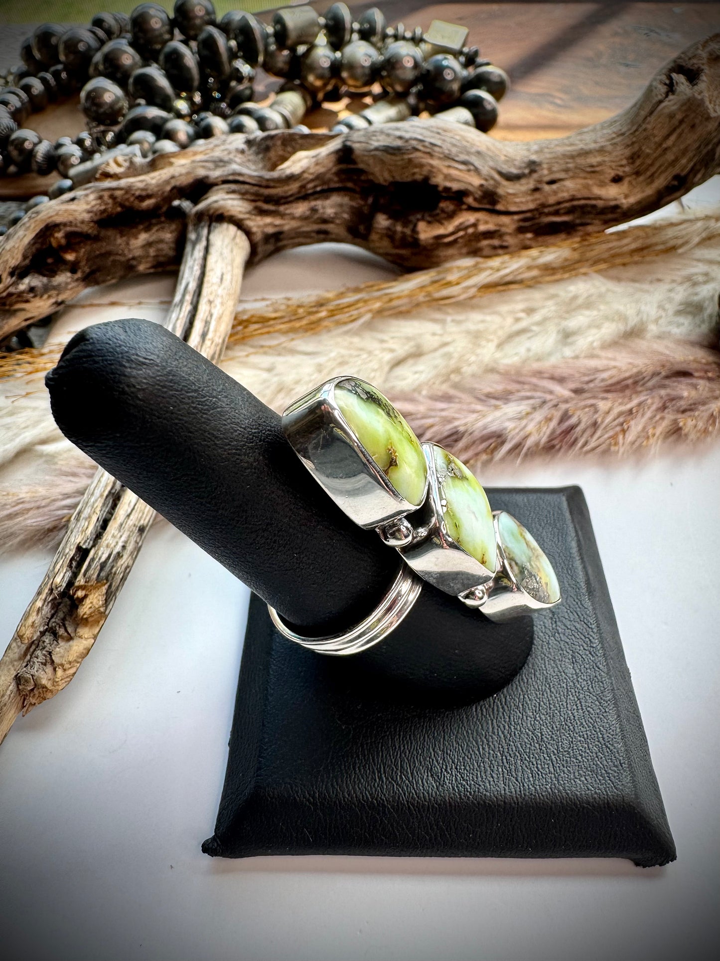 Three Stone Palomino Crawler Ring- 8 1/2
