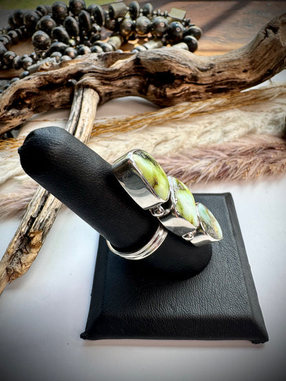 Three Stone Palomino Crawler Ring- 8 1/2