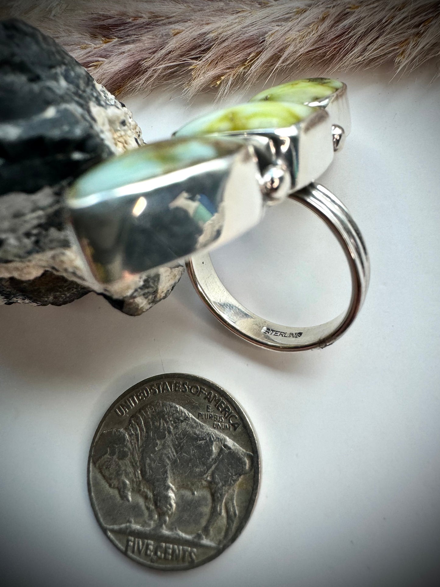 Three Stone Palomino Crawler Ring- 8 1/2