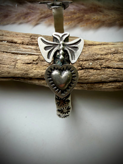 Sterling Butterfly & Heart Cuff by Chris Etsitty