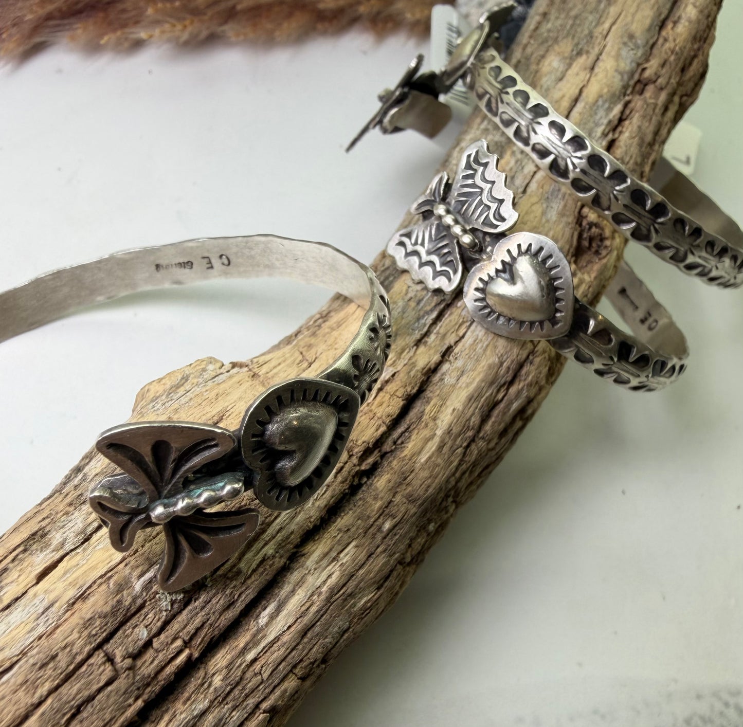 Sterling Butterfly & Heart Cuff by Chris Etsitty
