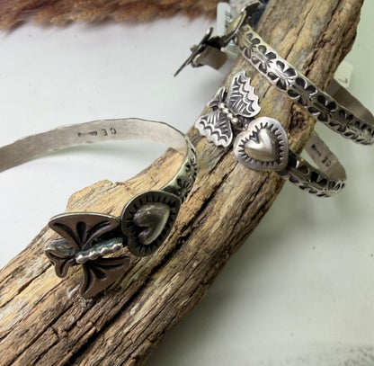 Sterling Butterfly & Heart Cuff by Chris Etsitty