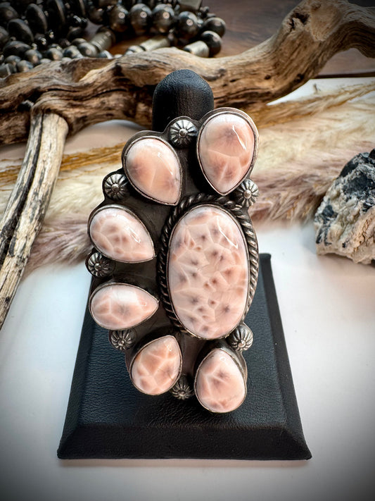 Pink Natrolite Ring- Adjustable