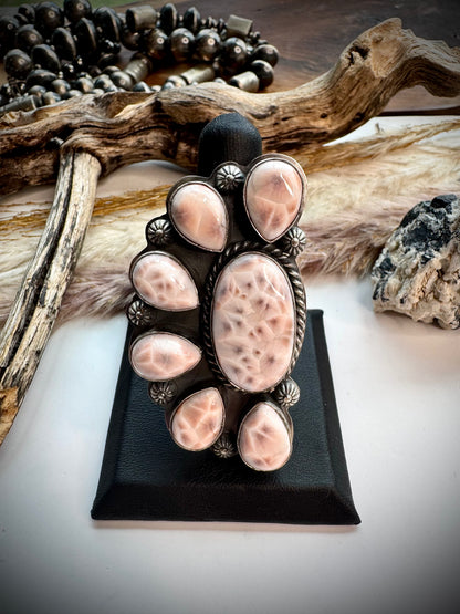 Pink Natrolite Ring- Adjustable