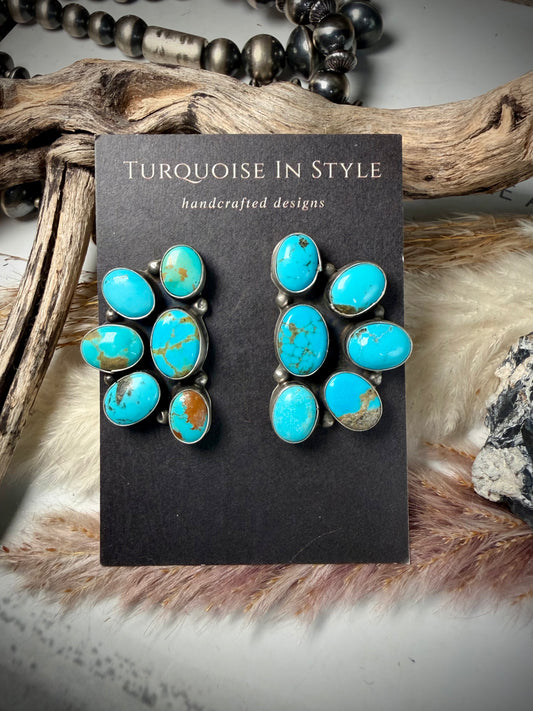 Bold & Beautiful Turquoise Cluster Earrings