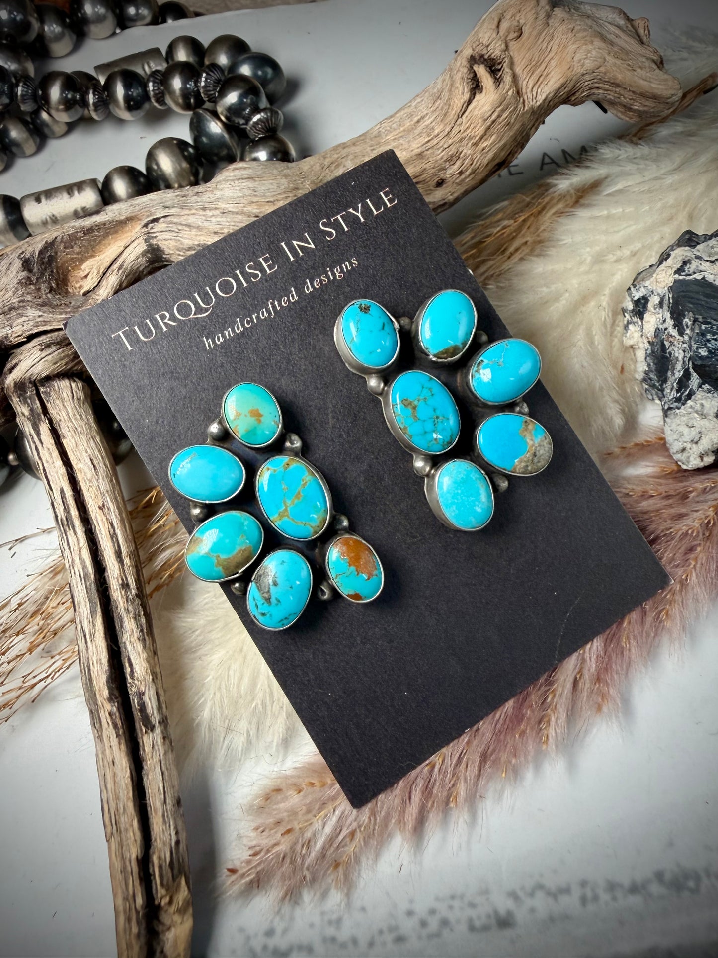 Bold & Beautiful Turquoise Cluster Earrings