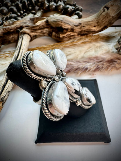 White Buffalo Cross Ring- Adjustable