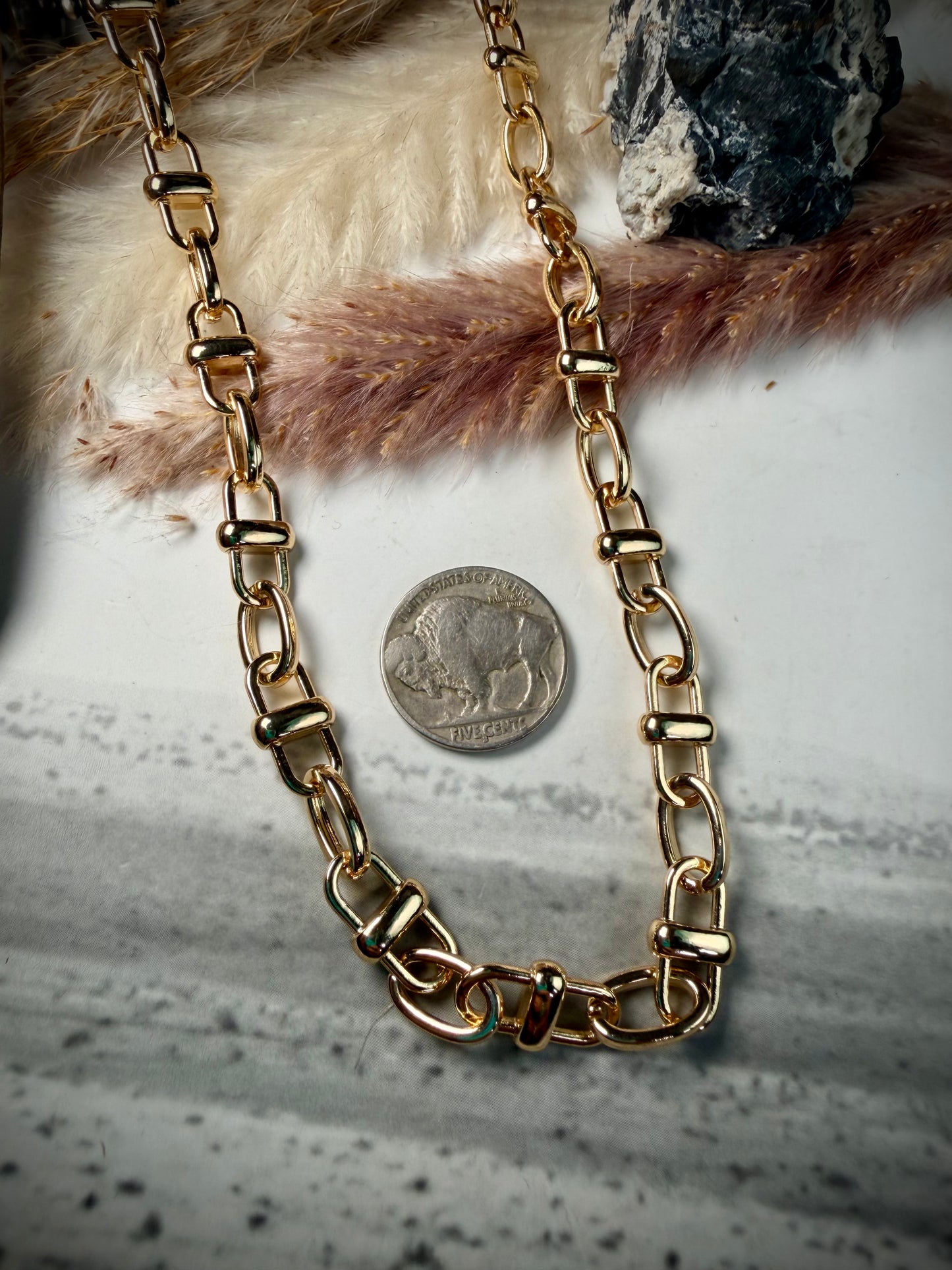 Equestrian Link Necklace- Gold