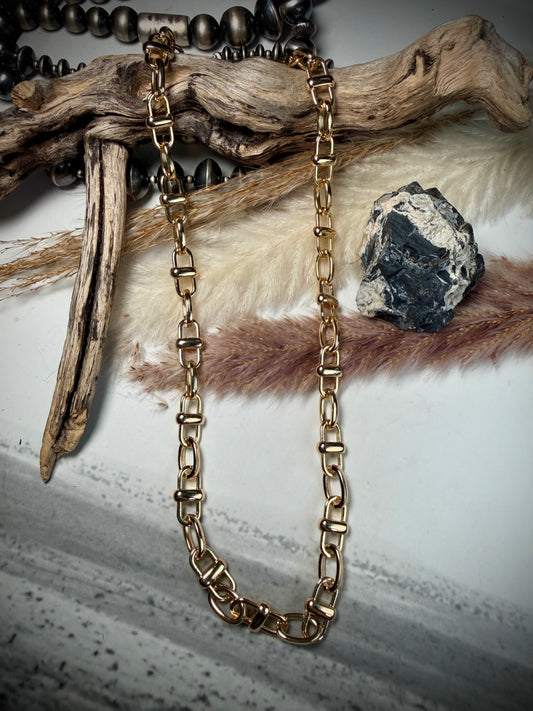 Equestrian Link Necklace- Gold