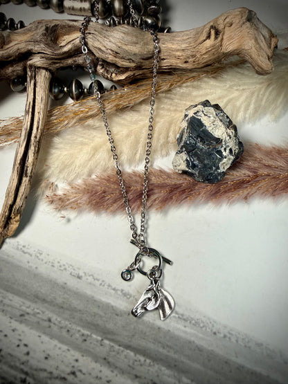 Horse Toggle Necklace- Silver