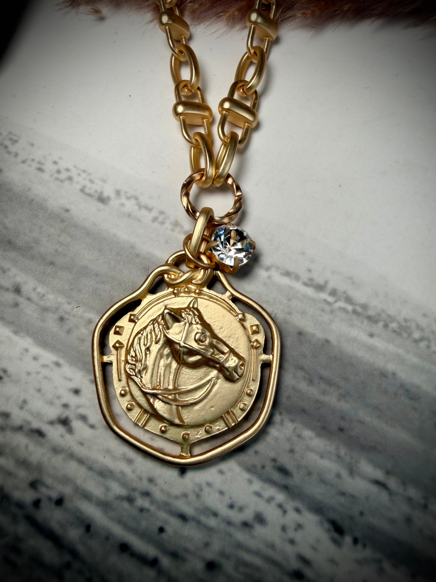 Gold Horse Coin Necklace