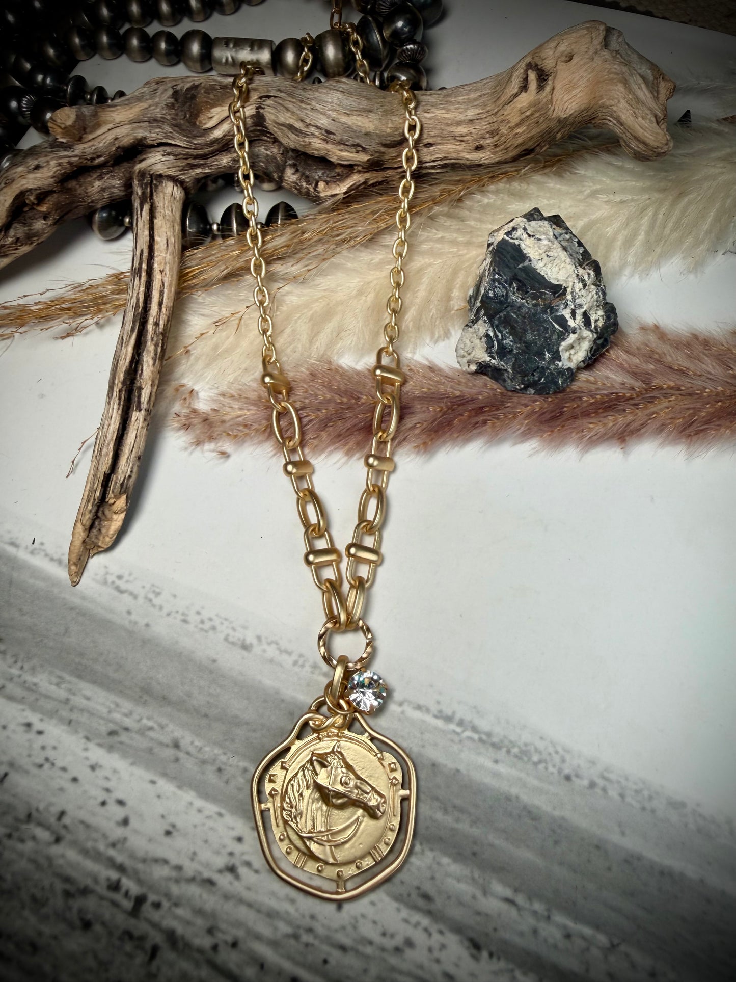 Gold Horse Coin Necklace