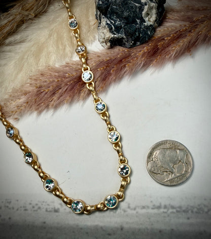 Equestrian Crystal Link Chain- Matte Gold