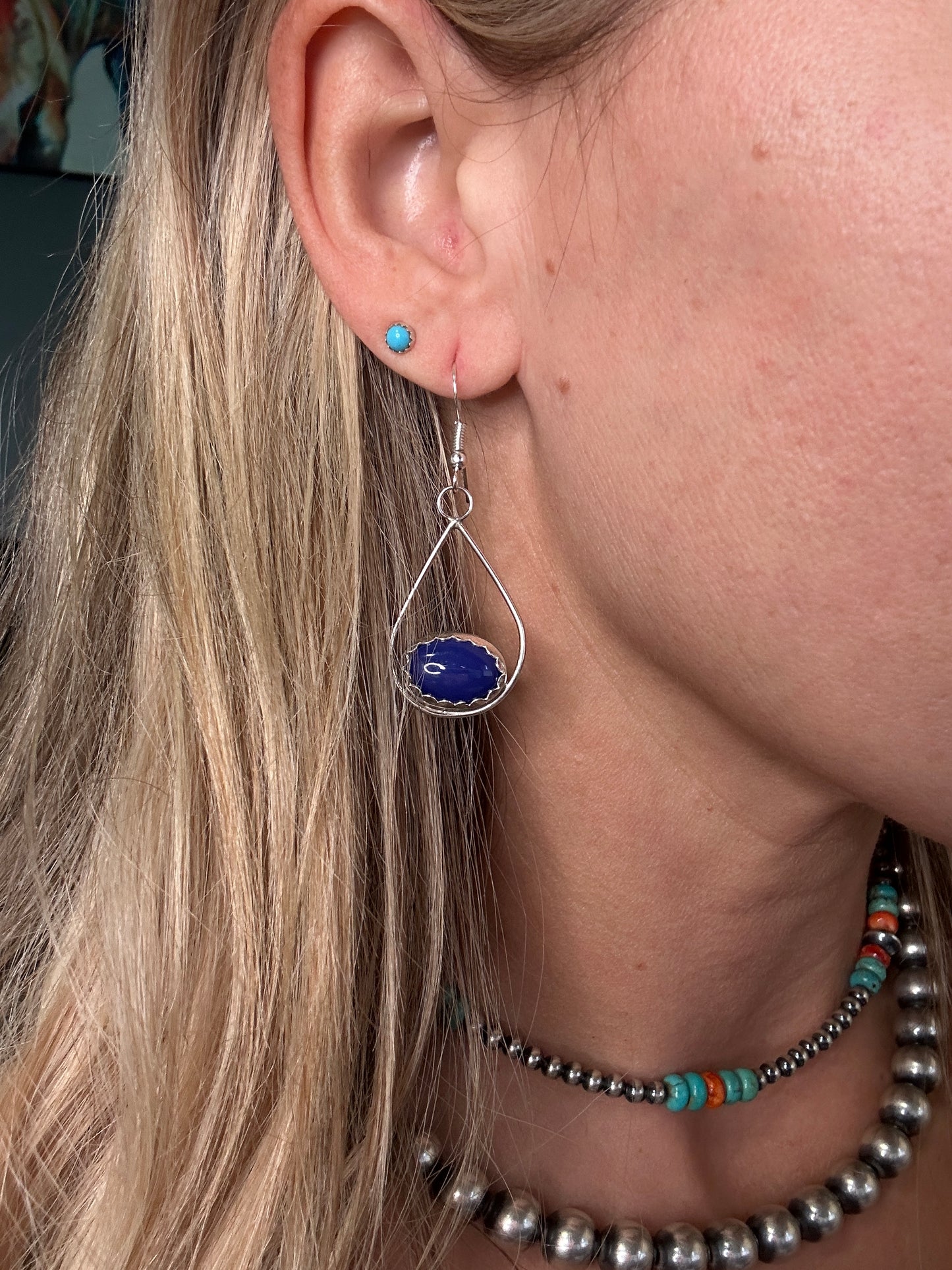 Lapis Hoop Earring