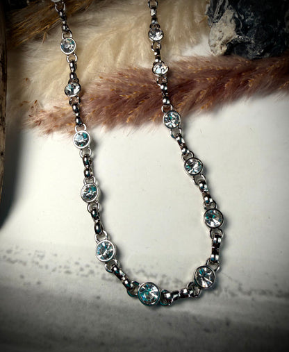 Equestrian Crystal Link Chain- Silver