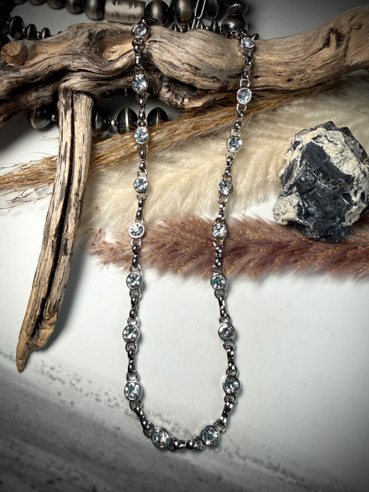 Equestrian Crystal Link Chain- Silver