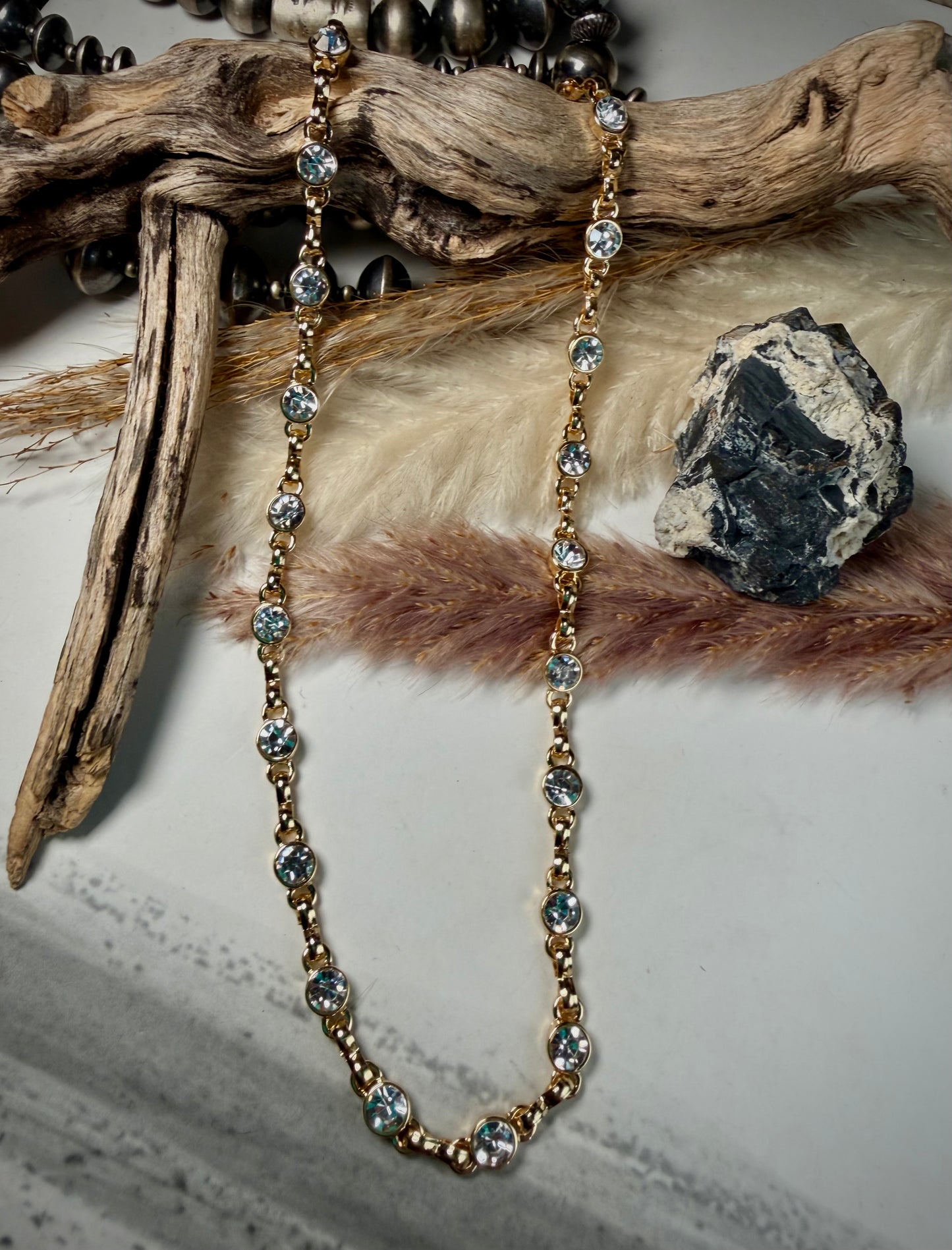 Equestrian Crystal Link Chain- Shiny Gold