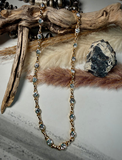 Equestrian Crystal Link Chain- Shiny Gold