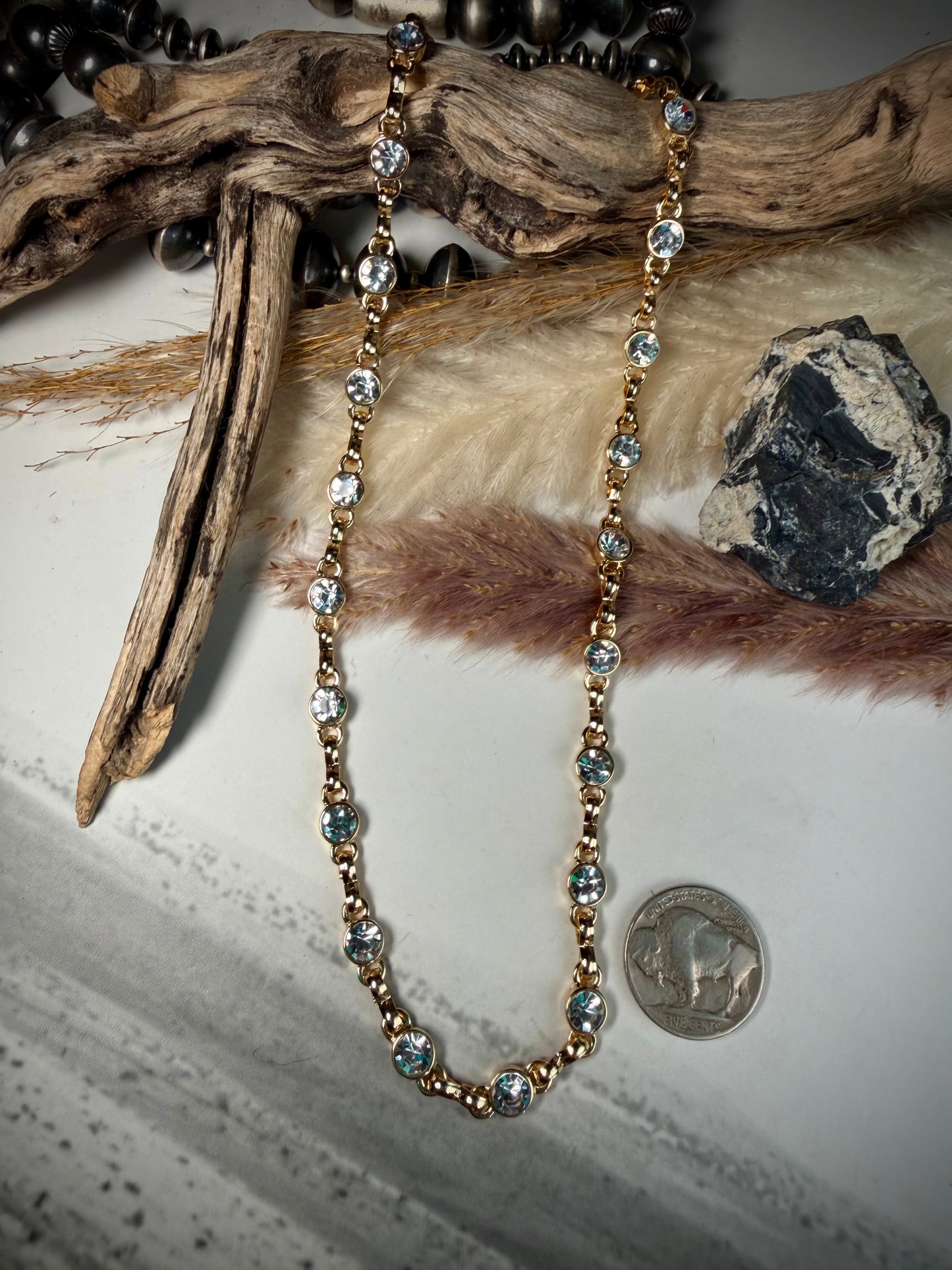 Equestrian Crystal Link Chain- Shiny Gold