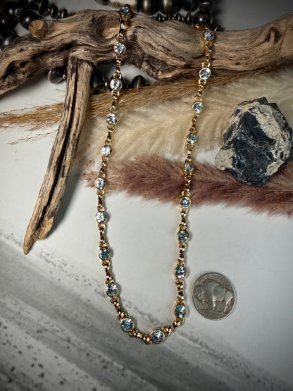 Equestrian Crystal Link Chain- Shiny Gold
