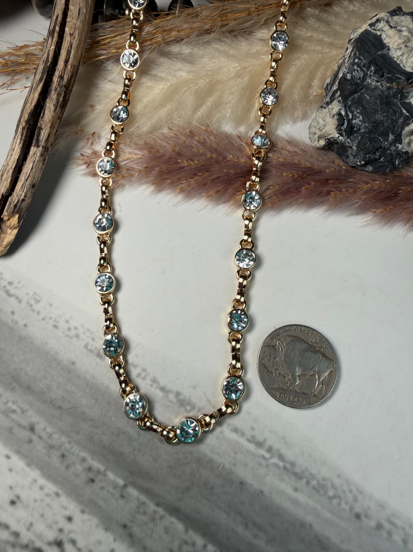 Equestrian Crystal Link Chain- Shiny Gold