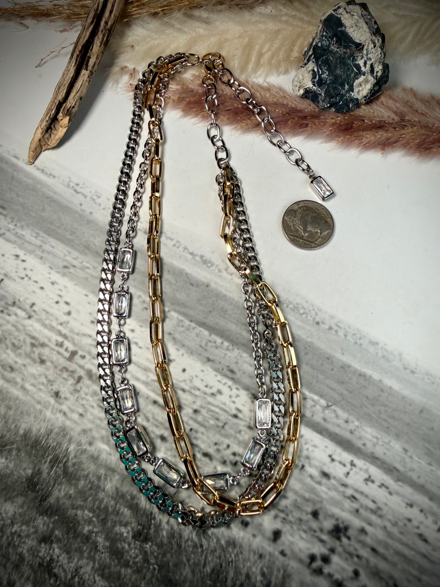 Mixed Metal Multi-Strand Necklace