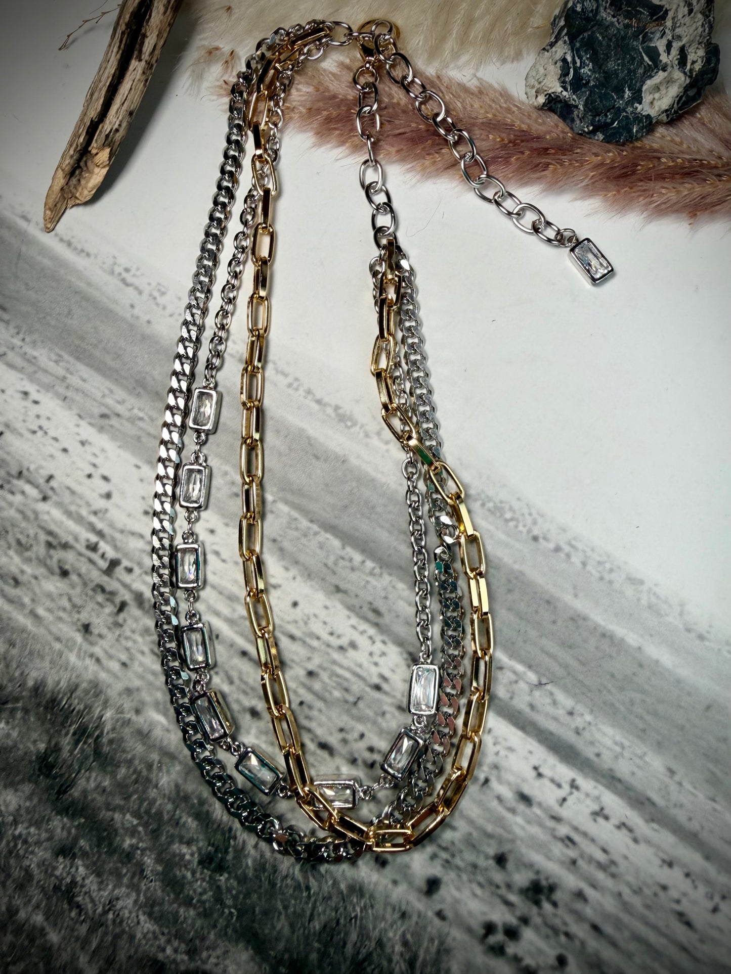 Mixed Metal Multi-Strand Necklace