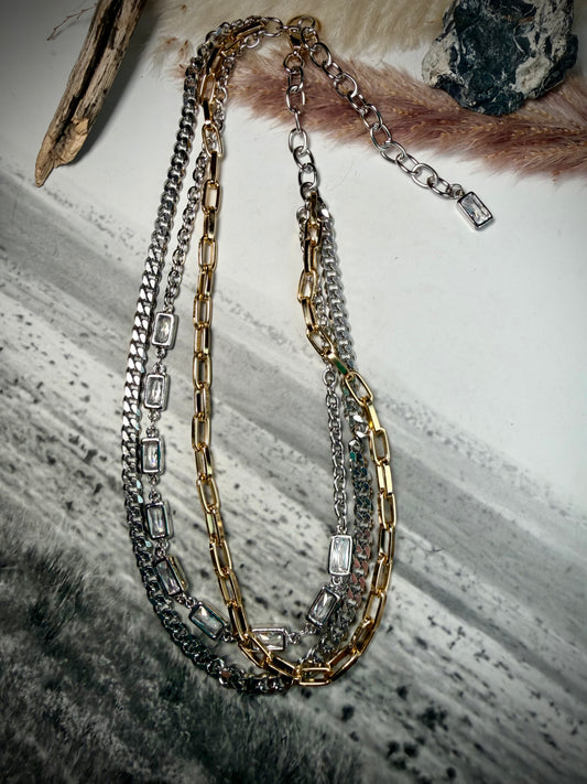Mixed Metal Multi-Strand Necklace