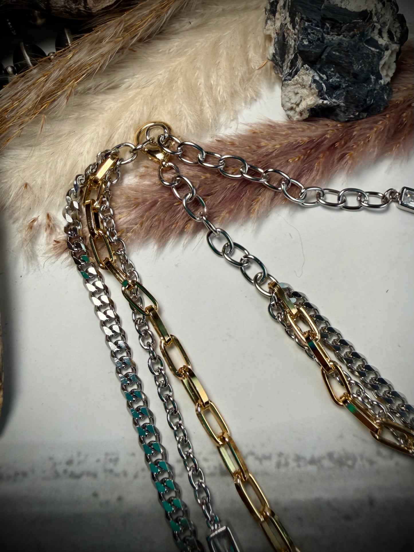 Mixed Metal Multi-Strand Necklace