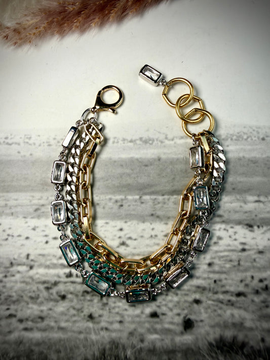 Mixed Metal Multi Strand Bracelet