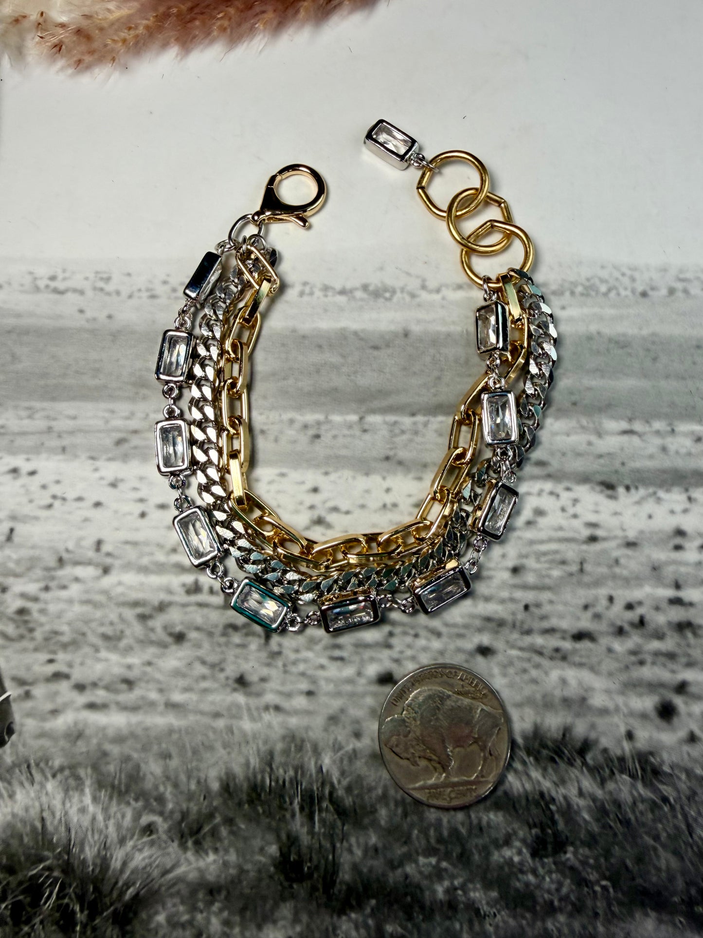 Mixed Metal Multi Strand Bracelet