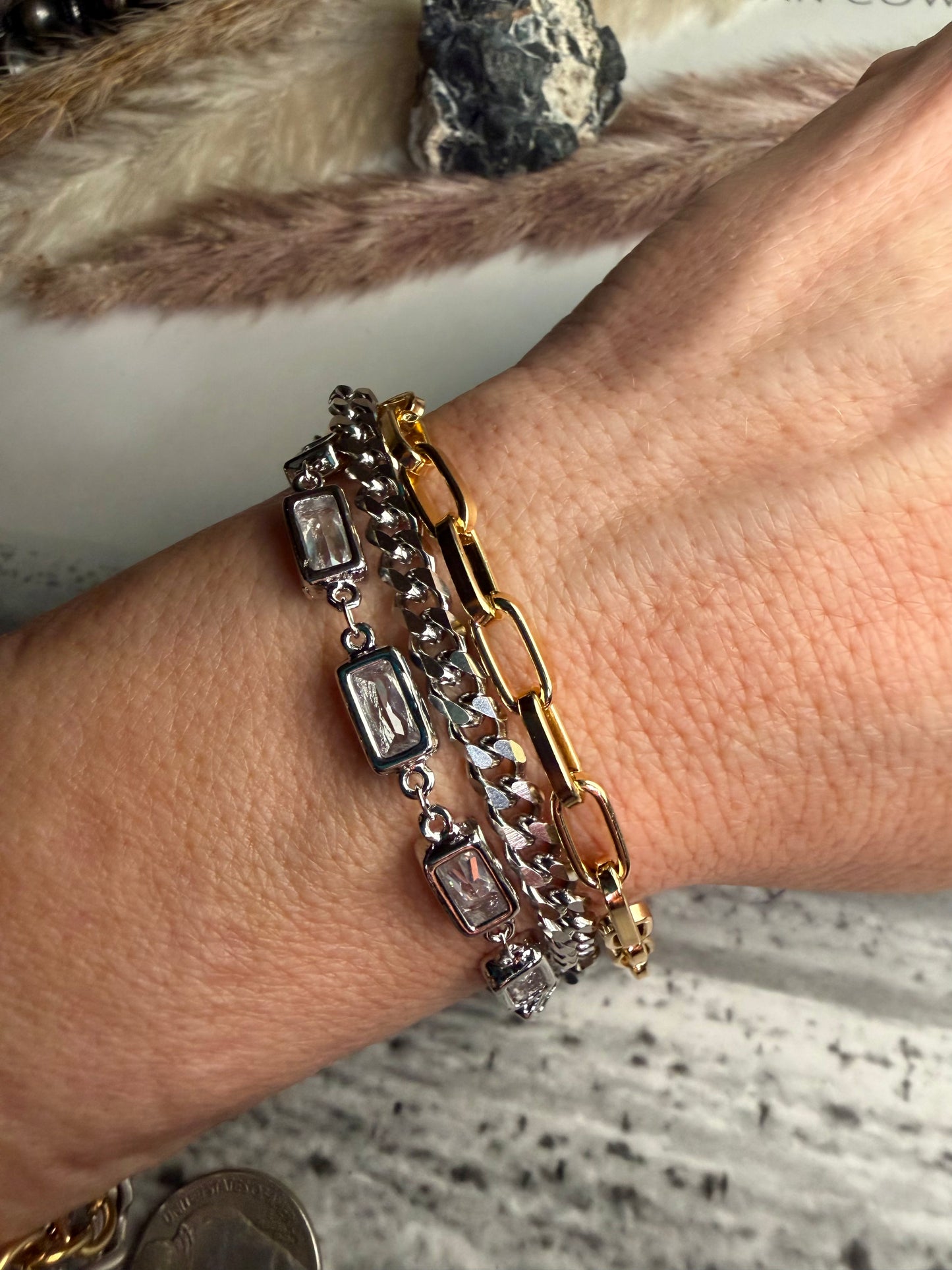 Mixed Metal Multi Strand Bracelet