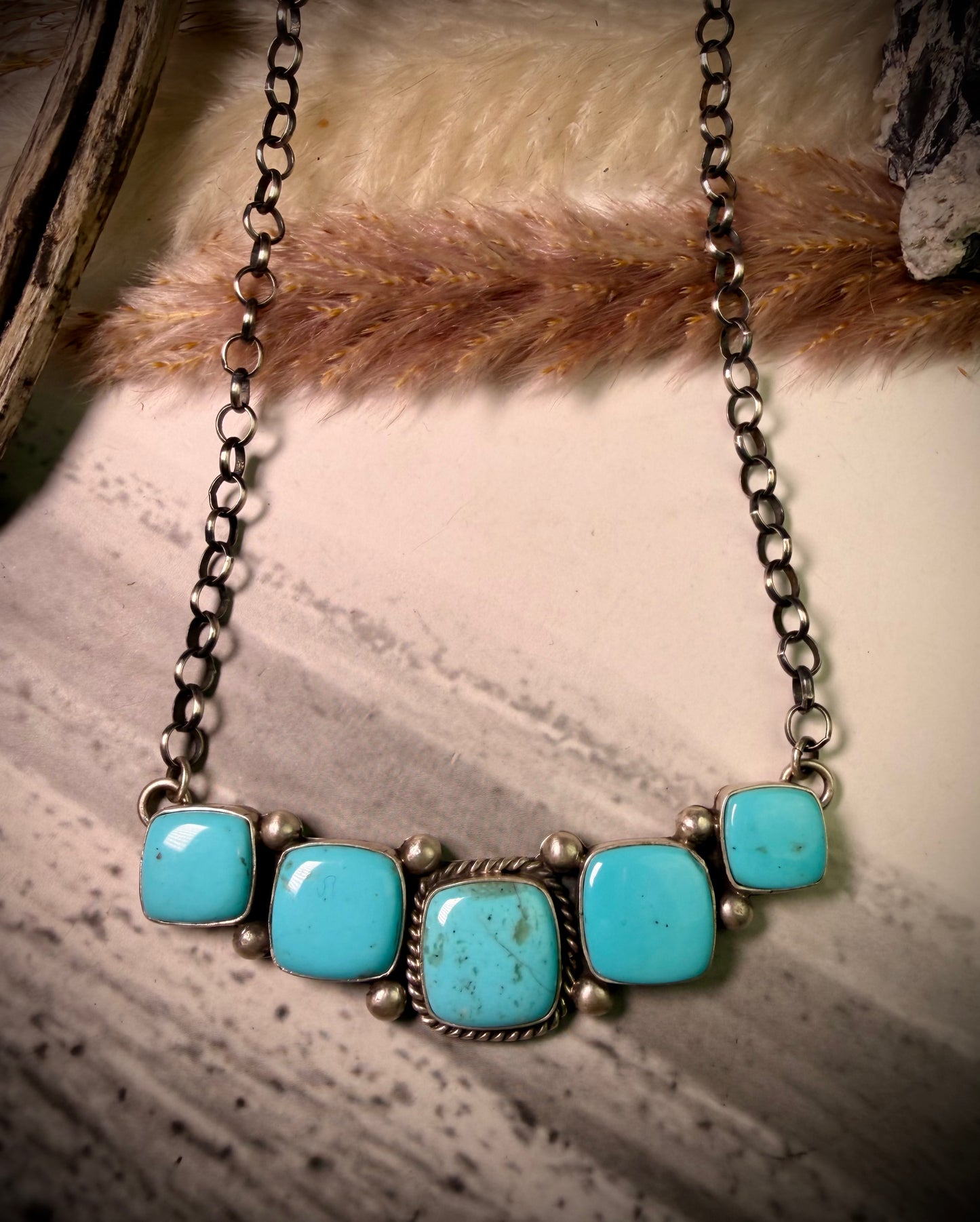 Large Kingman Five Stone Bar Necklace