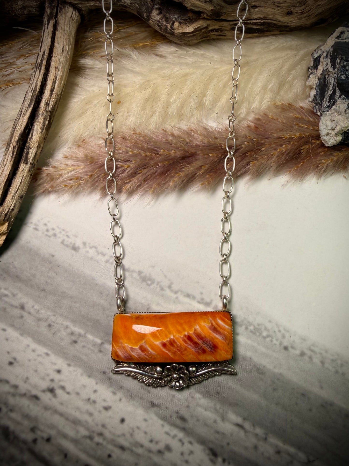 Gregg Yazzie Orange Spiny Necklace