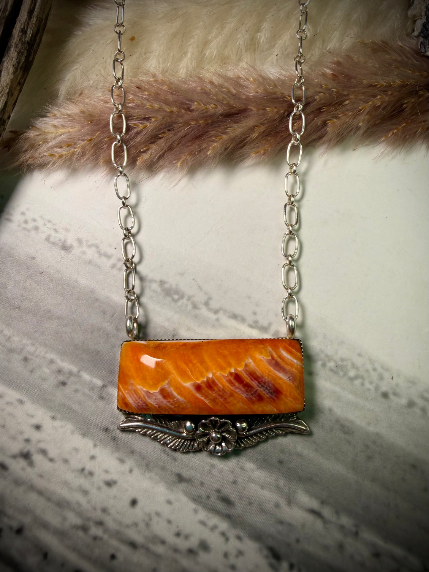 Gregg Yazzie Orange Spiny Necklace
